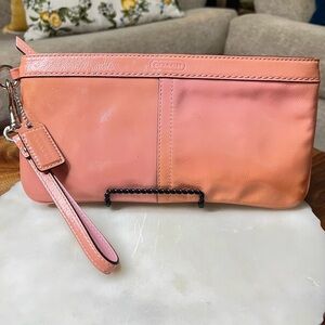 Coach Two-Tone Pink Leather Wristlet